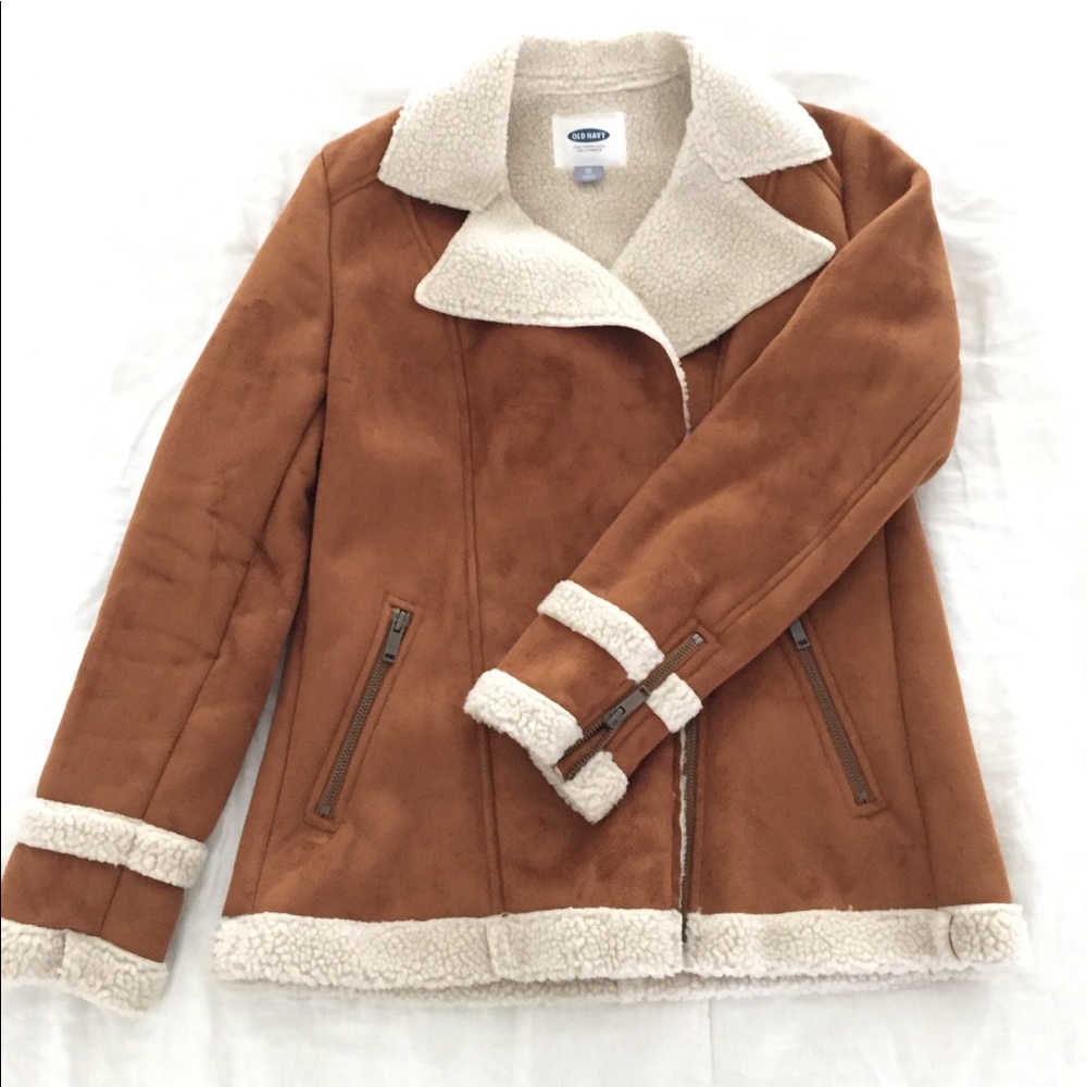 Old Navy Suede & Sherpa Jacket 🍁 NWOT